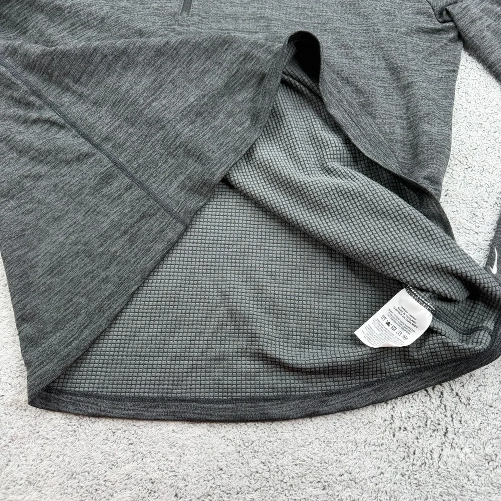 Nike Running Pullover Mens XL Gray 1/4 Zip Waffle Grid Mock Performance Swoosh